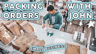 STUDIO VLOG #84 📦💙 Packaging Scrunchie Orders With John My Older Bro | Small Business ASMR Packing ✨