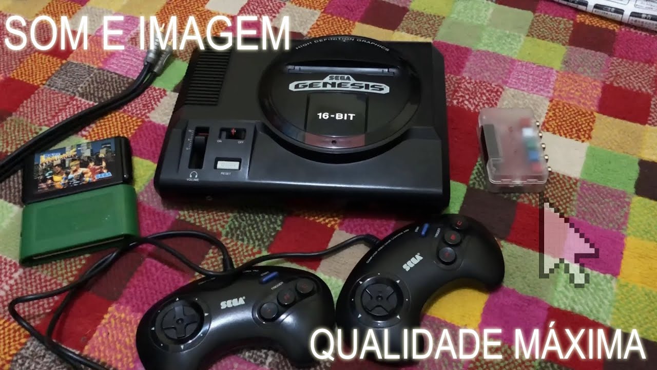 SEGA GENESIS - O MEGA DRIVE AMERICANO COM MOD RGB BYPASS E MEGA AMP LIGADO COM CABO SCART E RGB2COMP