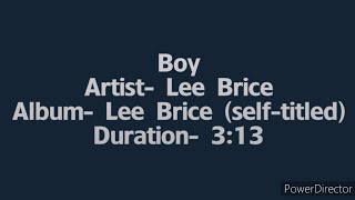 Boy by Lee Brice (Lyric video)