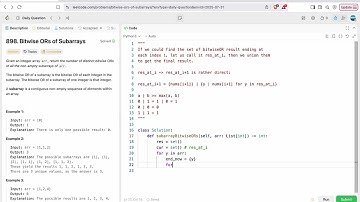 leetcode 898  Bitwise ORs of Subarrays | Set Operations