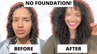 NO FOUNDATION makeup acne prone skin | 10 minute makeup tutorial for black women | hyperpigmentation