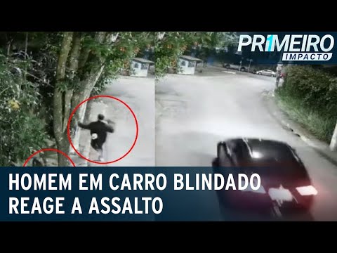 Motorista em carro blindado persegue e atropela ladrões em SP | Primeiro Impacto (19/11/21)