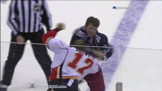 Jarome Iginla vs Derek Dorsett Oct 22, 2010