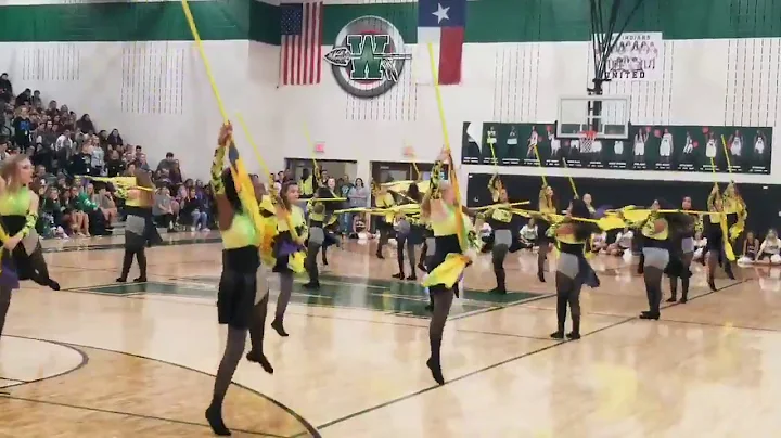 The Spirit of Waxahachie Color Guard pep rally per...