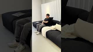 Satisfying black modular sofa arrangement. Smooth custom room layout. #asmr #satisfying #sofa