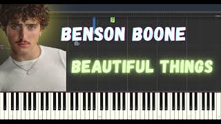 Benson Boone - Beautiful Things Piano tutorial cover + lyrics (on captions)+ Free Sheets