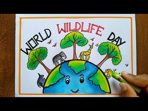 World Wildlife Day Poster drawing, March-3 | How to draw save animal save earth