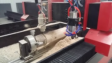 LINKCNC Router machine work video with rotary axis