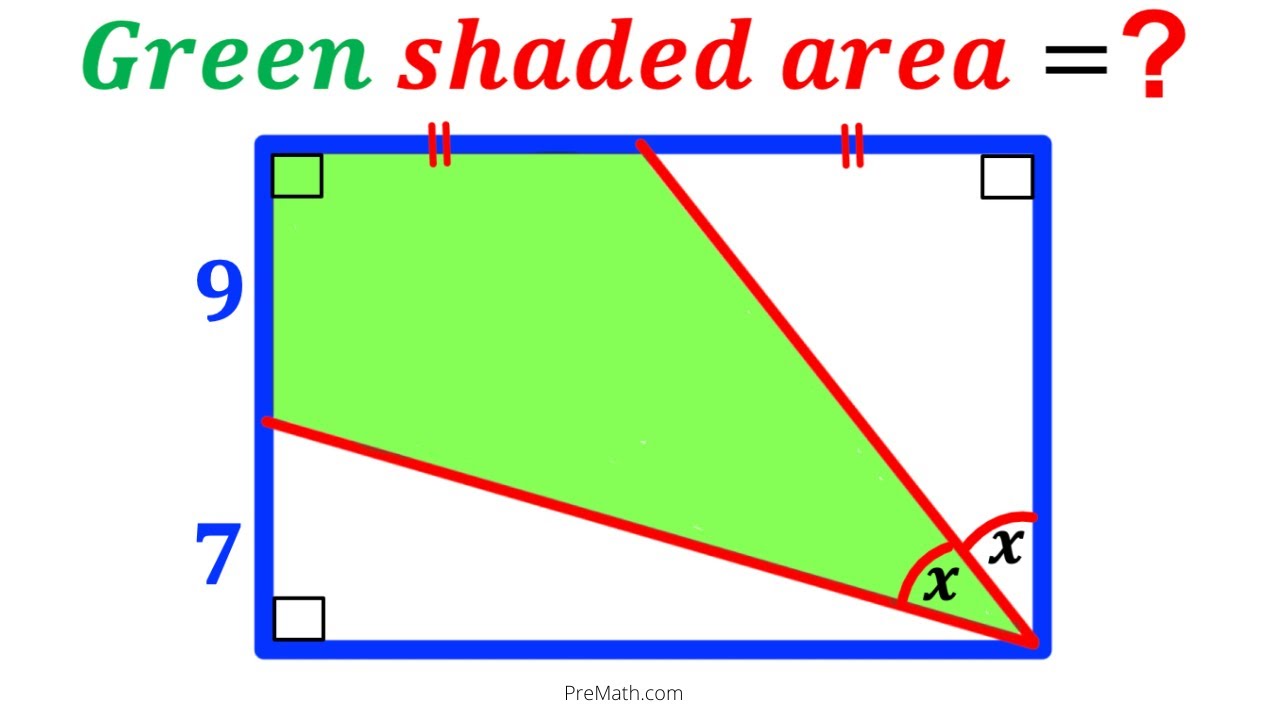 Can you find the Green shaded region area? | (Rectangle) | #math #maths | #geometry
