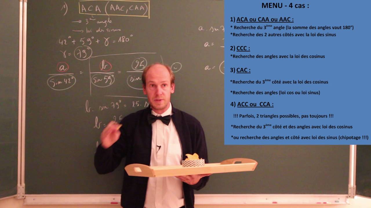 Loi des sinus, loi des cosinus dans les triangles quelconques - Trigonométrie