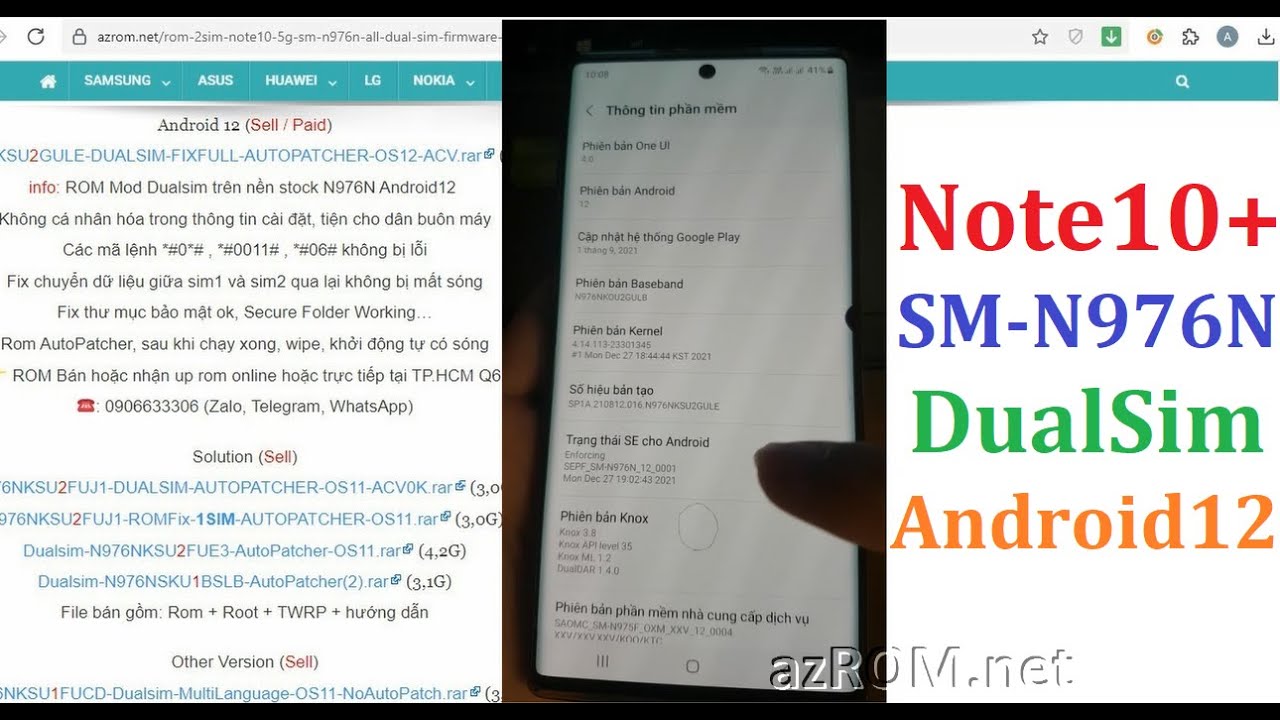 Trãi Nghiệm 2sim Android12 Note10+ 5G (SM-N976N) DualSim Fix Full DONE ...