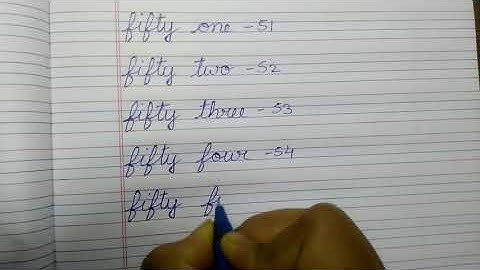 Spelling of 51 to 60 in cursive handwriting