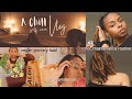 A Chill Spring Vlog | self-care, vegan grocery haul, brow lamination, loc maintenance routine + MORE