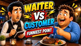 Waiter vs Customer 😂 | 15 Funny Restaurant Moments & Jokes | Pixar Style 3D Animation