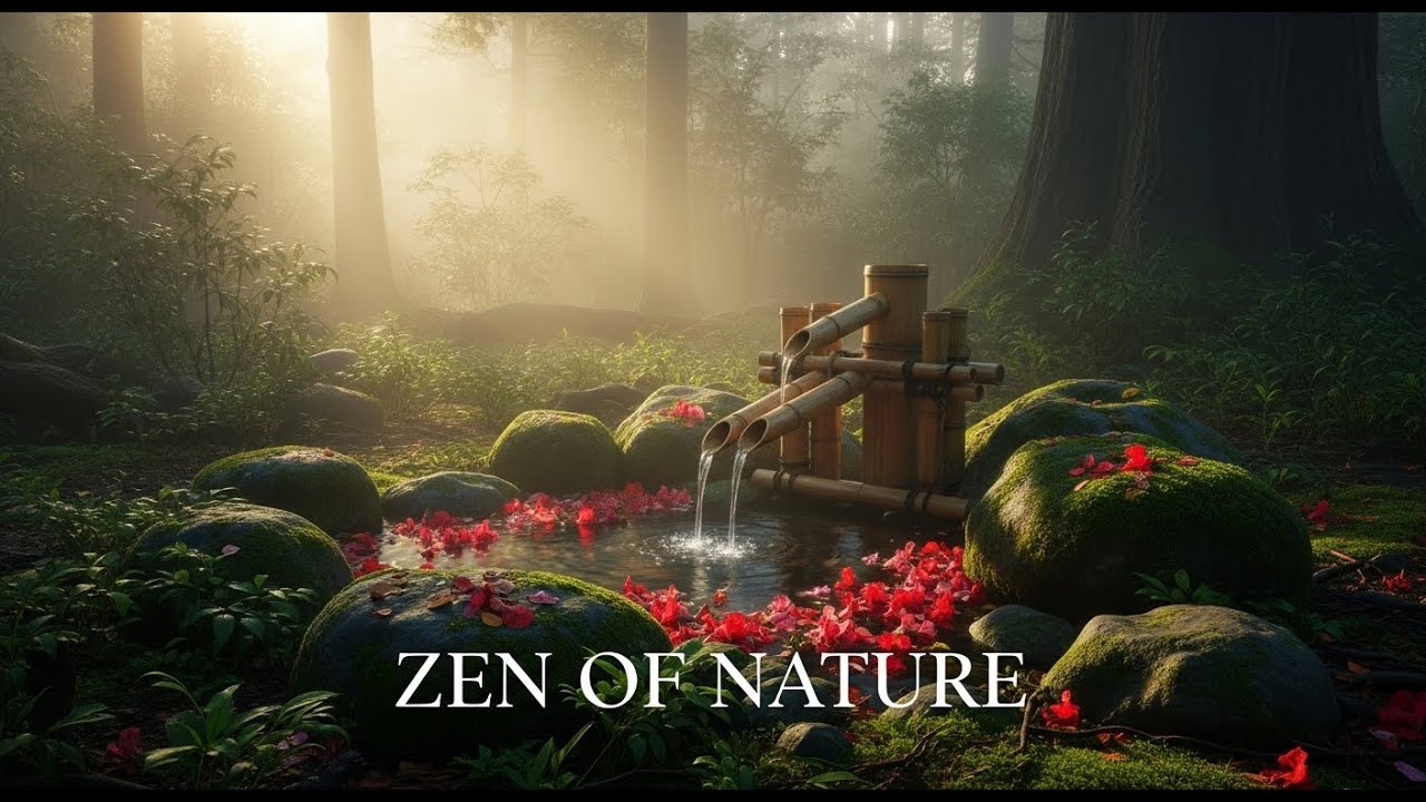 Calming Zen Stream Drift Bamboo Fountain and Candle Glow for Relaxation Meditation Sleep Tranquility