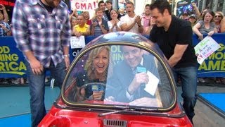 'Top Gear' Hosts Stuff Josh and Lara Inside World's Smallest Car in Times Square