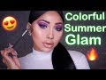 COLORFUL SUMMER GLAM MAKEUP TUTORIAL | Melly Sanchez