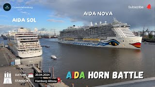 Spektakuläres Horn-Duell: AIDA Nova vs. AIDA Sol in Hamburg | 20.04.2024
