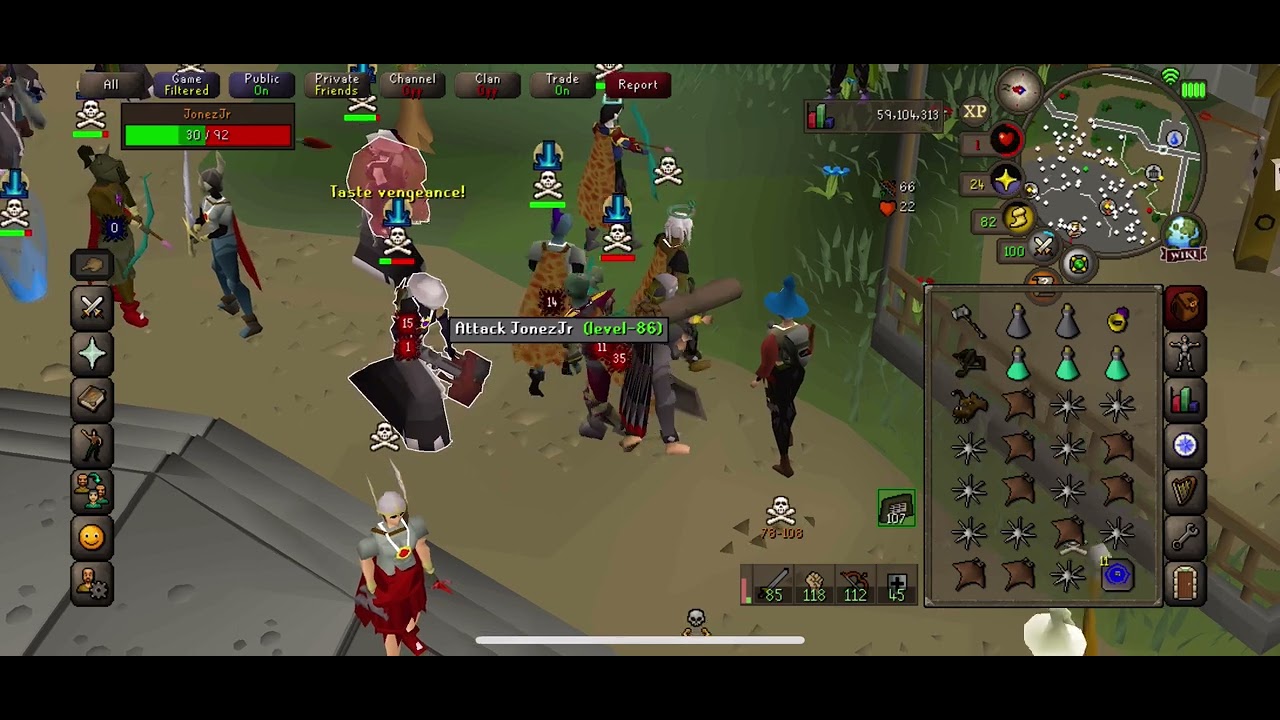 Oldschool RuneScape mobile Pking on my iPhone 13 pro