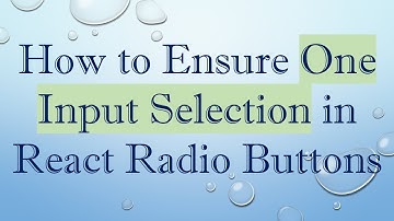 How to Ensure One Input Selection in React Radio Buttons