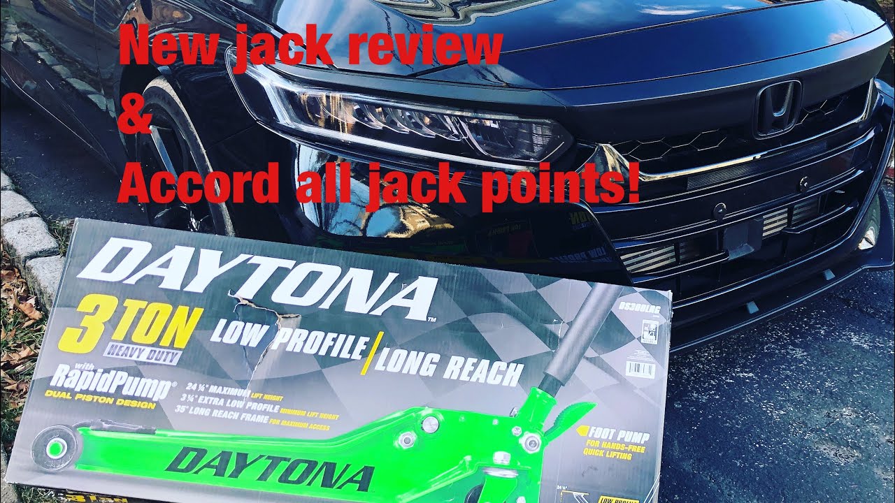 2018-2021 honda accord sport jack locations and 3 ton long reach low profile jack review - YouTube