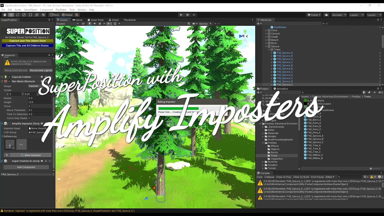 SuperPosition Unity Asset with Bolt, PlayMaker, Amplify Imposters and Fantasy Adventure Environment