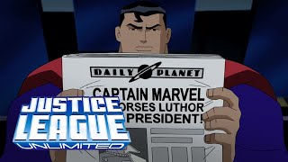 La Liga le hace una dura advertencia a Shazam | Justice League Unlimited