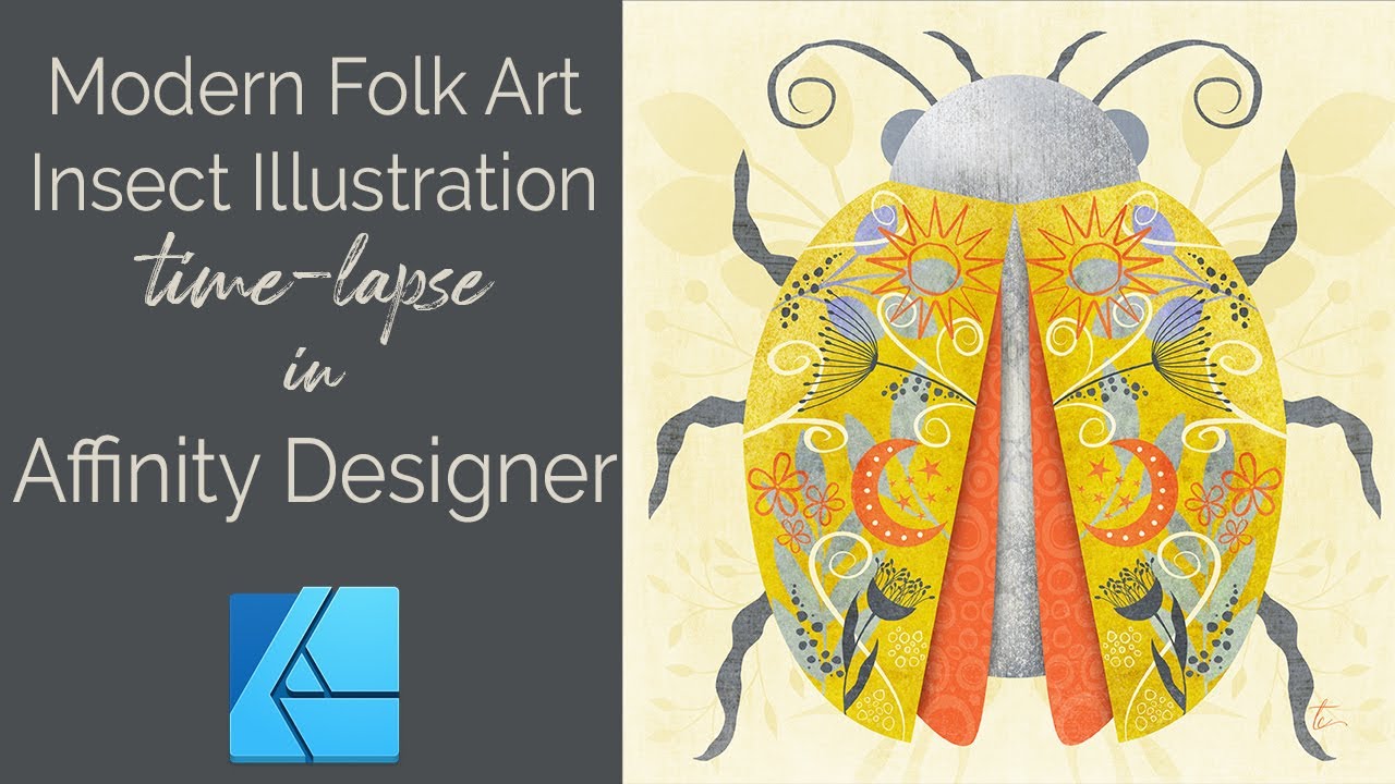 AFFINITY DESIGNER FOR IPAD | Time-Lapse | Creating MODERN FOLK ART INSECTS