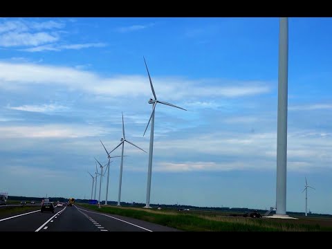 Part of the Zeewolde wind farm on the A27, 17 x Vestas V136 /4300 wind turbines 23.05.2022