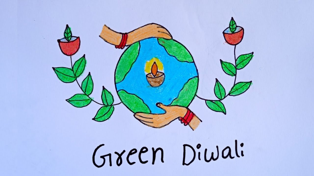 green diwali drawing easy - YouTube