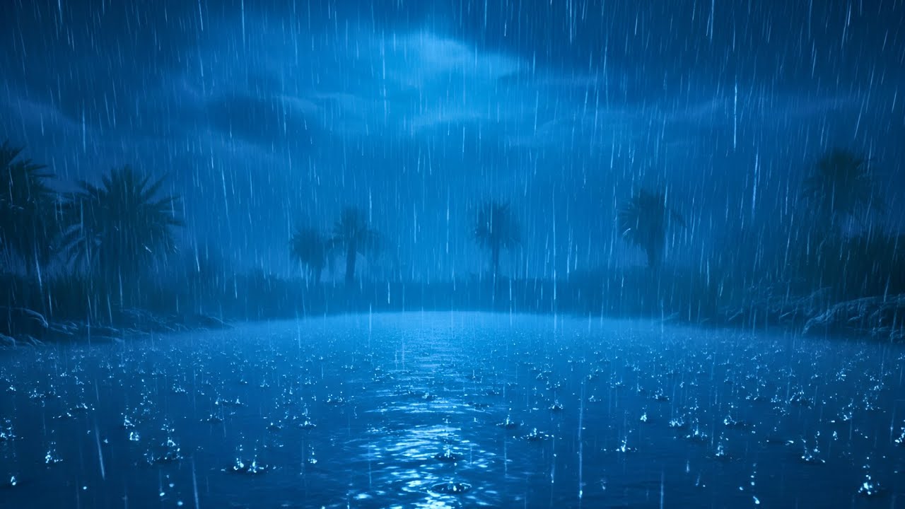 Quiet Desert Oasis Rain Under the Night Sky | Deep Sleep ASMR