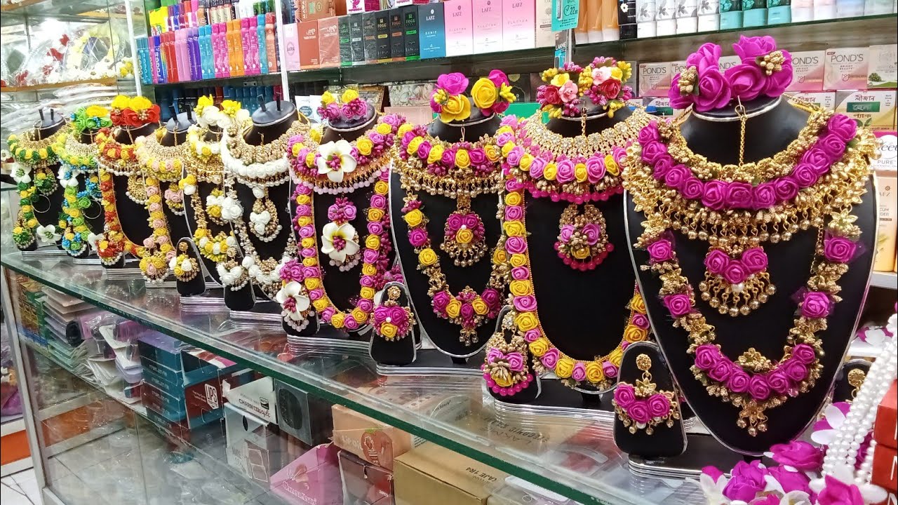 একদম ইউনিক ডিজাইনের গায়ে হলুদের গহনা ফুল সেট রিয়েল গোল্ড পেল্ট!! Real gold plate bridal jewellery se