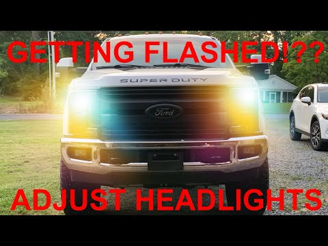 (GETTING FLASHED!?! ) HOW TO ADJUST HEADLIGHTS 2017-2018-2019-2020 F250 F350 F450