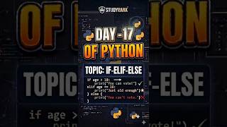 Day 17 pf python programming if-elif-else #coding #python #programming #pythonforeverybody #basic