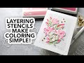 Layered stencils and dies that work together for easy coloring! + stamps and more stencils!