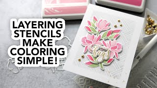 Layered stencils and dies that work together for easy coloring! + stamps and more stencils!