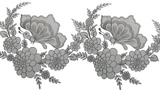 how to draw flowers & butterfly with pencil sketch,rose flower drawing,butterfly drawing