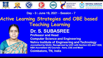 Dr. N. K. Sakthivel | Dr. S. Subasree | FDP on OBE and Accreditation Processes | Session 7 |
