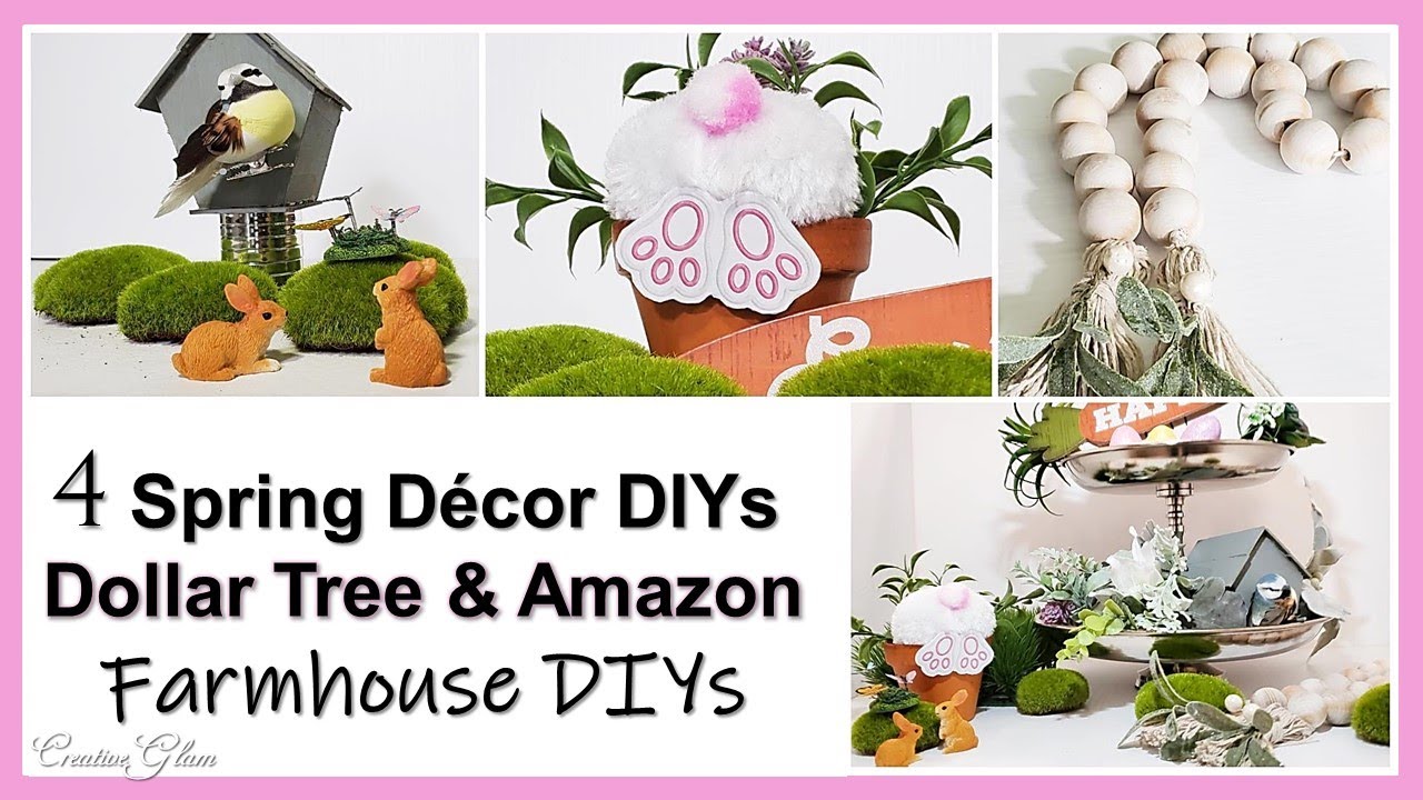 4 Spring Decor DIYs || Dollar Tree & Amazon DIYs || Farmhouse DIYs ...