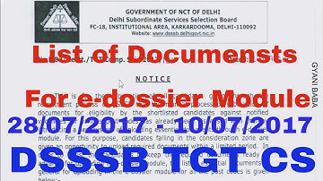 DSSSB TGT CS: List of Documensts to be uploaded on e-dossier Module