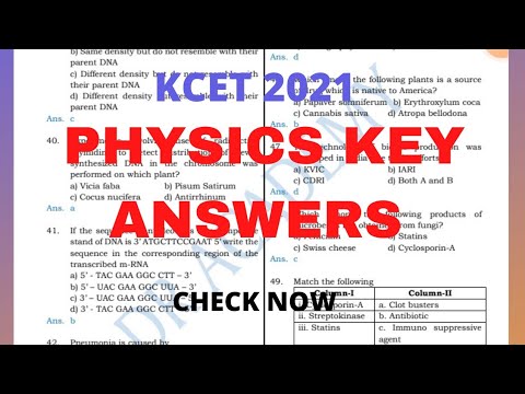 KCET PHYSICS KEY