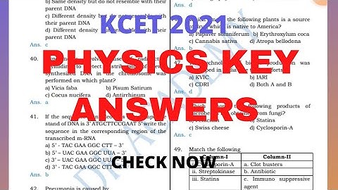 KCET PHYSICS KEY ANSWERS!!KCET 2021 KEY ANSWERS!!BORN TO LEARN