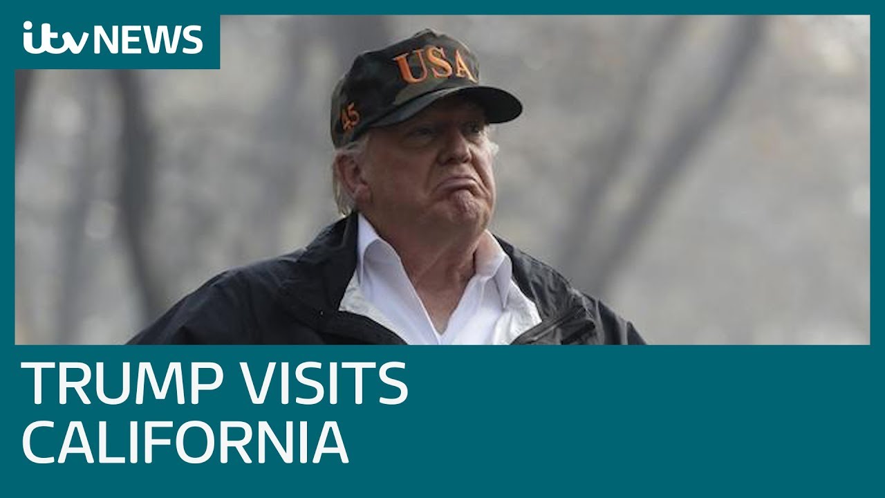 newspaper mockup Trump witnesses aftermath of California 'monster’ wildfires | ITV News