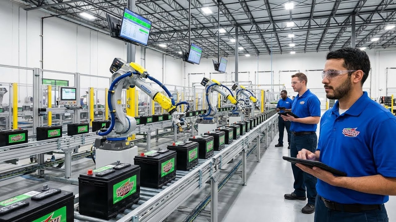 "Inside the Factory Producing Interstate Car Batteries | 850 Amps of Pure American Power"