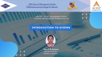 ATAL FDP - Research in Finance Using Eviews - Introduction to Eviews