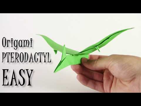 Origami Pterodactyl EASY origami dinosaur - Yakomoga Origami easy tutorial