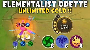 CHOU WHITE BELT + ELEMENTALIST ODETTE !! UNLIMITED GOLD COMBO !! MAGIC CHESS MOBILE LEGENDS