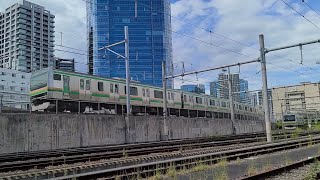 【湘南新宿ライン】E231系1000番台U522編成 E233系3000番台U235編成 東京総合車両センター横 通過シーン
