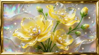 3D Pastel Yellow Flower Painting | 2 Hour Golden Frame TV Art | Ultra HD Elegant View