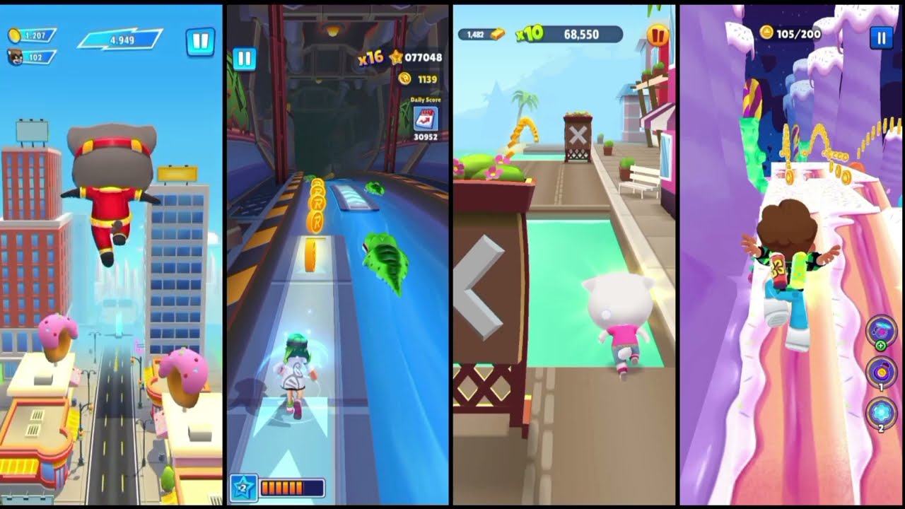 talking⚡tom hero dash 🆚 street rush 🆚 talking tom gold run 🆚 kooplay run gameplay 